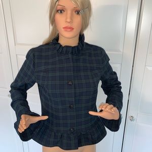 Banana Republic Size 8 Scuba Fabric Plaid Jacket